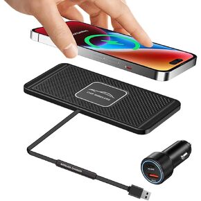 Wireless Charging Pad +QC 3.0 Car Charger Adapter Kit Qi Charge Mat Fast 15W 7.5W for iPhone 15 14 13 11 Pro Max 8 Plus X XR Xs Moto Google LG G8 Samsung Note 20 S22 S21 S20 Galaxy S23 Android Phones