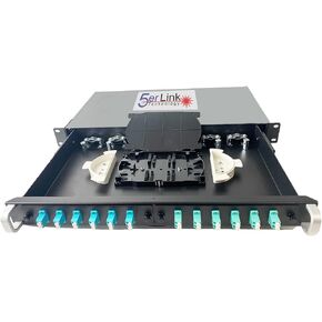 48 Strand 1U Fiber Optic Cable Rack Mount Enclosure with 24 LC Duplex Couplers for 19" Racks or Cabinets | Includes Splice Tray and Fusion Splice Sleeves 60mm Long. (LC OM3) in Saudi Arabia