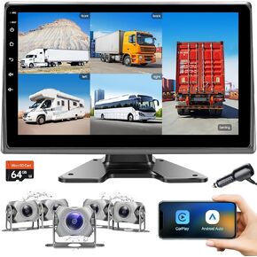 1080P Wired Backup Camera System - Plug & Play Pre-Wired for Furrion System 5 Channels Rear View Cam w/ 10" Touch Screen Monitor DVR Recording for RV Truck Pickup Camper Trailer Van SUV Cars