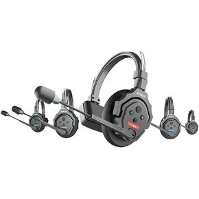 SYNCO Xtalk X5 5-Person Wireless Intercom Headset System 2.4G Wireless Headset with Microphone Built-in Battery 350M/1148ft Transmission 3.5mm Real-time Monitoring for Filmmaking Live Broadcasting