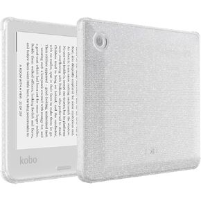 TUDIA SKN Designed for Kobo Libra 2 Case (7") Cover, [Reinforced Corners] Shockproof Slim Anti-Yellowing Silicone Clear Back Lightweight Grip Snug Fit TPU Bumper for eReader - Clear Glitter