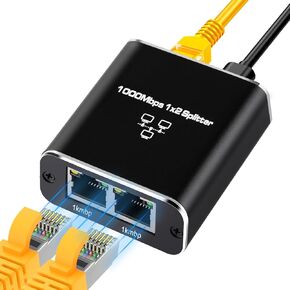 Ethernet Splitter 1 to 2 High Speed 1000Mbps, Ethernet Cable Splitter, Internet Splitter with USB Power Cable, Ethernet Port LAN Network Splitter for Cat5/5e/6/7/8 Cable