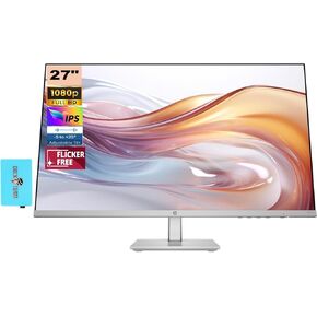 HP Series 5 527sh Height Adjust Monitor 94C50AA#ABA (Replaces M27h) with Docztorm Dock, 27" FHD IPS (1920x1080) Display, 2X HDMI, 1x VGA, Ideal for Home & Business, Black/Silver (2024 Latest Model)