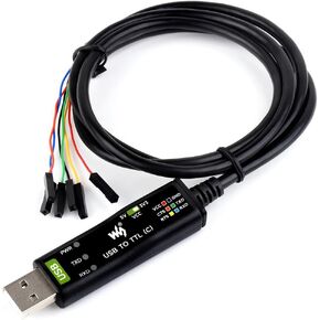 waveshare Industrial USB to TTL 6pin Serial Adapter Cable, USB to TTL (C) Converter Onboard FT232RNL Chip,Compatible with Win11/10/8.1/8/7,Mac, Linux, Android,3.3V/5V Voltage Level Switching