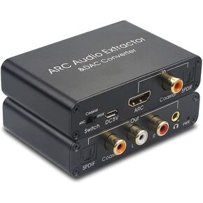 HDMI ARC Adapter 192KHz DAC Converter, HDMI ARC Audio Extractor Support Digital HDMI Audio to Analog Stereo Audio RCA L/R Coaxial SPDIF & 3.5mm Jack ARC Audio Adapter for TV