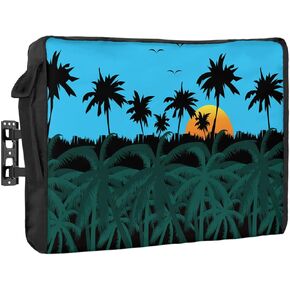 غطاء تلفزيون خارجي - نباتات شجرة جوز الهند وطيور النورس عند غروب الشمس مقاوم للماء ومقاوم للطقس مقاس 60 بوصة - 65 بوصة واقي شاشة تلفزيون LCD متحرك أغطية تلفزيون خارجية in Kuwait