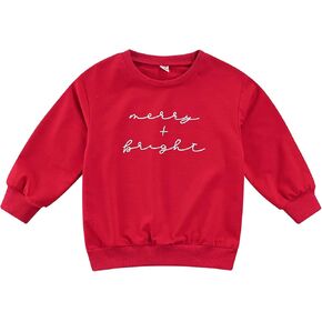 Qiylii Infant Baby Girl Christmas Clothes Long Sleeve Knit Sweater Onesie Sweatshirt Merry Christmas Outfits for Toddler