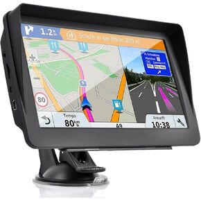 GPS Navigator for Car, Latest 2024 Map 7-inch HD Display 16GB 256MB Satellite Navigation with Sun Visor,Smart Real Voice GPS Guidance，Provides Lifetime Live Map Updates