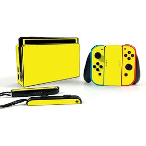 MightySkins Skin Compatible with Nintendo Switch OLED - Solid Yellow | Protective, Durable, and Unique Vinyl Decal wrap Cover | Easy to Apply, Remove, and Change Styles | Made in The USA