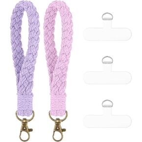 Phone Wrist Strap, 2Pcs Handmade Cell Phone Lanyard, Smartphone Wristlet Keychain with Tether Tabs Connector Patch