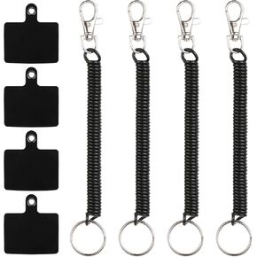 4 Sets Phone Tether Tab Spring Phone Lanyard Anti Theft Universal Cell Phone Lanyard Strap Fitting for Outdoor Skiing Hiking Cycling Fishing Climbing