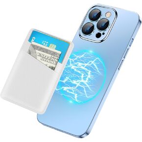 SHANSHUI Magnetic Wallet for Magsafe, Premium Leather Magnet Phone Wallet Double Card Slots for Mag Safe Compatible for iPhone 15/14/ 13/12 Series - White