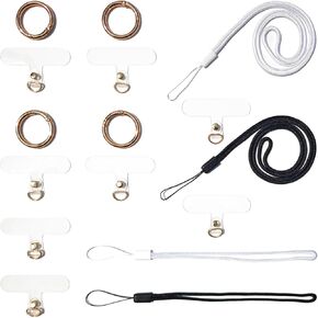 CYG&CL 16 Pcs Phone Case Lanyard Attachment, Universal 2 Cell Phone Lanyard, 2 Phone Wrist Strap, 8 Phone Tether Tab, 4 Spring Ring, Phone Strap with Mobile Phone Lanyard Patch fit Most Phones