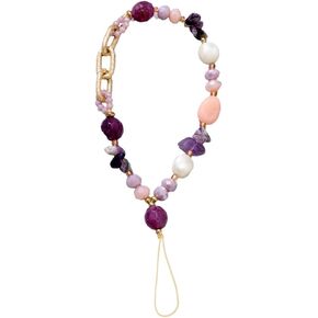 Phone Charm Phone Wrist Strap,Colorful Natural Stone Metal Ring Crystal Beaded Phone Strap,Cell Phone Lanyard