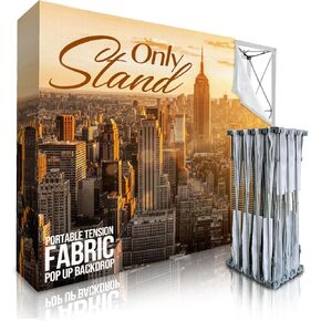 7.5x10 FT Tension Fabric Pop Up Display Stand Trade Show Backdrop Portable Aluminum Double-sided for Booth Exhibition Wedding Event - Stand Only