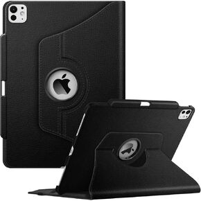 Fintie Rotating Case for iPad Pro 13-inch (M4) 2024 with Pencil Holder - 360 Degree Swiveling Protective Stand Cover with Auto Wake/Sleep, Black