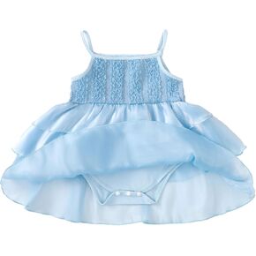 Newborn Baby Girl Romper Dress Infant Sleeveless Spaghetti Strap Tulle Dress Summer One Piece Bodysuit