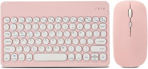 Ultra-Slim Bluetooth Keyboard and Mouse Portable Mini Wireless Keyboard Rechargeable for Apple iPad iPhone Samsung Tablet iPhone Smartphone iOS Android Windows, Round Keys Black in Saudi Arabia