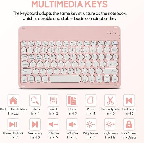 Ultra-Slim Bluetooth Keyboard and Mouse Portable Mini Wireless Keyboard Rechargeable for Apple iPad iPhone Samsung Tablet iPhone Smartphone iOS Android Windows, Round Keys Black in Saudi Arabia