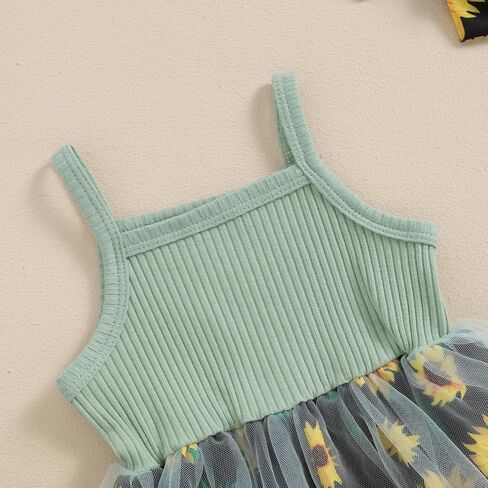 ملابس صيفية للفتيات الصغيرات من Mubineo، فستان رومبير لطيف بدون أكمام، تنورة عباد الشمس، ملابس لحديثي الولادة in Kuwait