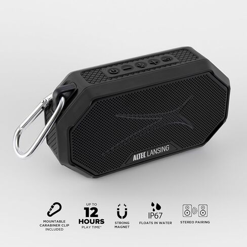 Altec Lansing Portable Bluetooth Speaker HYDRAMINI 2.0, IP67 Waterproof, Portable Speaker, 12h Playtime, Wireless Pairing, USB-C Quick Charge, Magnetic Bluetooth, Voice Assistant Integration in Saudi Arabia
