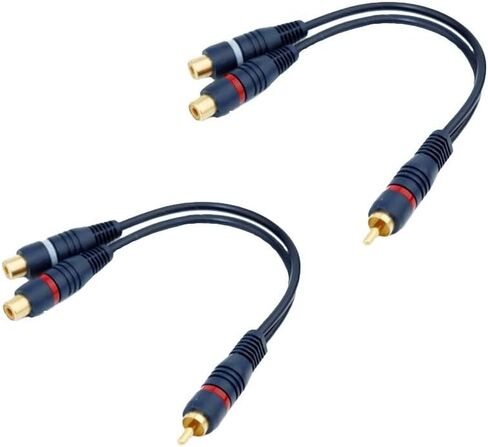 1 RCA Female to 2 RCA Male Adapter 2 Pack | RCA Splitter, Audio Splitter, RCA Y Adapter | for Car Audio, Subwoofer, Home Theater | Durable and High Fidelity in Saudi Arabia