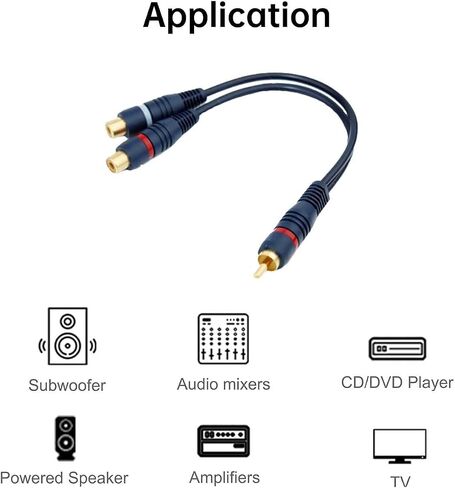 1 RCA Female to 2 RCA Male Adapter 2 Pack | RCA Splitter, Audio Splitter, RCA Y Adapter | for Car Audio, Subwoofer, Home Theater | Durable and High Fidelity in Saudi Arabia