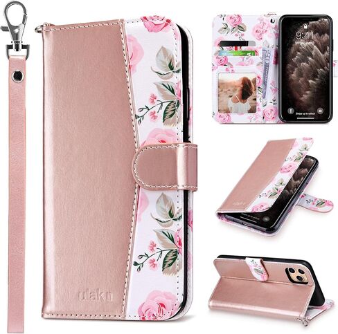 ULAK Compatible with iPhone 11 Pro Max Wallet Case for Women Girls, PU Leather Folio Flip Cover with Card Holder Kickstand, Protective Folio Purse Case (Navy Blue) in Saudi Arabia