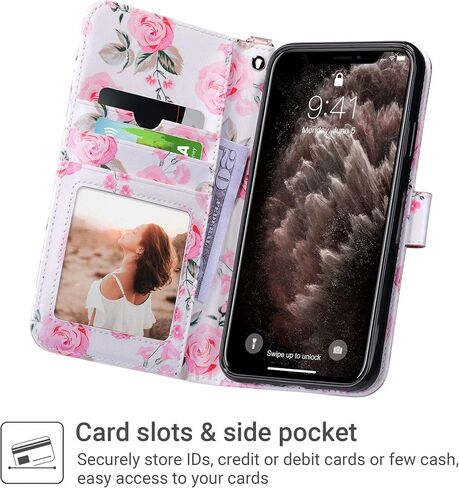 ULAK Compatible with iPhone 11 Pro Max Wallet Case for Women Girls, PU Leather Folio Flip Cover with Card Holder Kickstand, Protective Folio Purse Case (Navy Blue) in Saudi Arabia