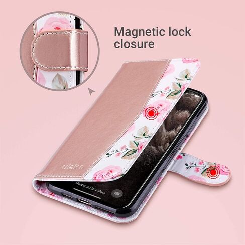 ULAK Compatible with iPhone 11 Pro Max Wallet Case for Women Girls, PU Leather Folio Flip Cover with Card Holder Kickstand, Protective Folio Purse Case (Navy Blue) in Saudi Arabia