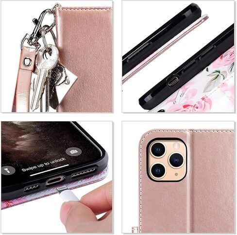 ULAK Compatible with iPhone 11 Pro Max Wallet Case for Women Girls, PU Leather Folio Flip Cover with Card Holder Kickstand, Protective Folio Purse Case (Navy Blue) in Saudi Arabia