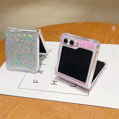 for Samsung Galaxy Z Flip 6 Glitter Case, Cute Bling Sparkle Sparkly Shiny Soft TPU Silicone Clear Bumper Four Corner Shockproof Protective Case for Women Girls for Galaxy Z Flip 6 5G (Pink) in Kuwait