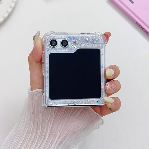 for Samsung Galaxy Z Flip 6 Glitter Case, Cute Bling Sparkle Sparkly Shiny Soft TPU Silicone Clear Bumper Four Corner Shockproof Protective Case for Women Girls for Galaxy Z Flip 6 5G (Pink) in Kuwait
