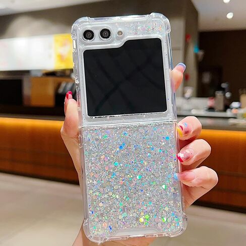 for Samsung Galaxy Z Flip 6 Glitter Case, Cute Bling Sparkle Sparkly Shiny Soft TPU Silicone Clear Bumper Four Corner Shockproof Protective Case for Women Girls for Galaxy Z Flip 6 5G (Pink) in Kuwait