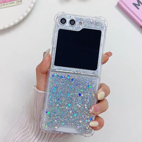 for Samsung Galaxy Z Flip 6 Glitter Case, Cute Bling Sparkle Sparkly Shiny Soft TPU Silicone Clear Bumper Four Corner Shockproof Protective Case for Women Girls for Galaxy Z Flip 6 5G (Pink) in Kuwait