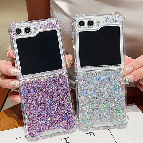 for Samsung Galaxy Z Flip 6 Glitter Case, Cute Bling Sparkle Sparkly Shiny Soft TPU Silicone Clear Bumper Four Corner Shockproof Protective Case for Women Girls for Galaxy Z Flip 6 5G (Pink) in Kuwait