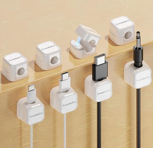 8 Pack Cord Organizers, Charger Cord holder, Charging Cable Holder, Desk Wire Organizer, Wire Clips Adhesive, EVERYDAY ECO Cord Holder for Nightstand, Office Desk, Cable Clips, USB Cable Holder in Saudi Arabia