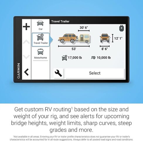 جهاز ملاح محمول Garmin RV 795 RV Navigator GPS للمركبات الترفيهية مع شاشة تعمل باللمس، وخرائط محملة مسبقًا مع بطاقة MicroSD سعة 8 جيجابايت، وحزمة سفر 6Ave ومجموعة تنظيف in Saudi Arabia