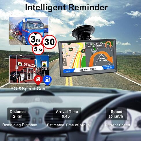 GPS Navigator for Car 9 Inch Truck GPS Commercial Drivers 2024 with US/CA/MX Offline Map, Free Map Update, Voice Guidance, Drive Alert, Handheld GPS Navigation System for Vehicle RV Semi Truck in Kuwait