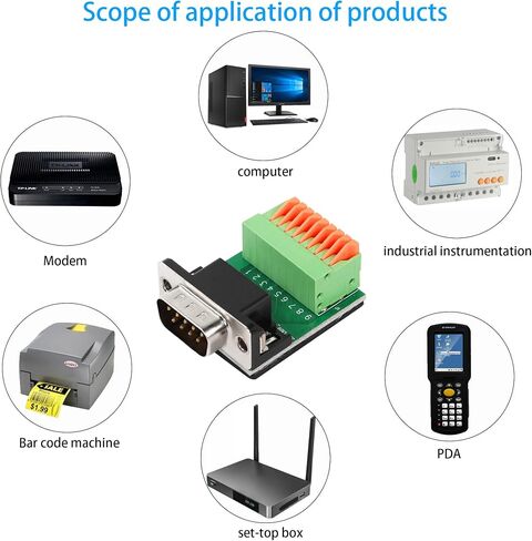 QIANRENON RS232 DB9 Quick Connect Solderless Adapter DB9 Female to 9 Pin Spring Terminal Crimp Connector, for Serial Communication Interface Devices(Female) in Saudi Arabia