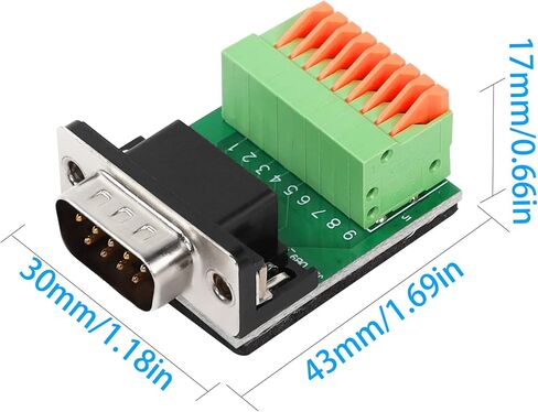 QIANRENON RS232 DB9 Quick Connect Solderless Adapter DB9 Female to 9 Pin Spring Terminal Crimp Connector, for Serial Communication Interface Devices(Female) in Saudi Arabia