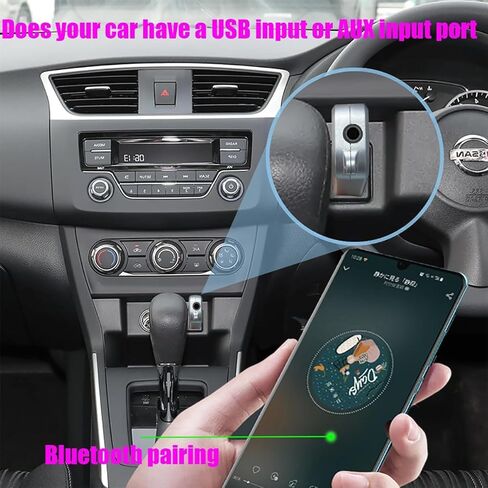 محول سيارة بلوتوث 5.3 صغير، جهاز استقبال بلوتوث USB مع محول مقبس Aux لاسلكي 3.5 ملم طقم سيارة بدون استخدام اليدين ميكروفون مدمج للسيارة وستيريو المنزل والمزيد in Kuwait