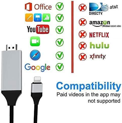 [معتمد من Apple MFi] محول كابل Lightning إلى HDMI لأجهزة iPhone، موصل سلك HDTV محول Lightning رقمي 1080P متوافق مع iPhone/iPad إلى شاشة عرض التلفزيون لا حاجة إلى مصدر طاقة - 6.6 قدم in Kuwait