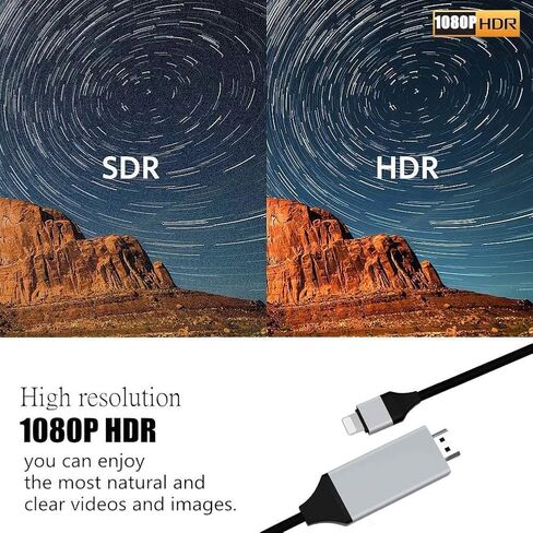 [معتمد من Apple MFi] محول كابل Lightning إلى HDMI لأجهزة iPhone، موصل سلك HDTV محول Lightning رقمي 1080P متوافق مع iPhone/iPad إلى شاشة عرض التلفزيون لا حاجة إلى مصدر طاقة - 6.6 قدم in Kuwait