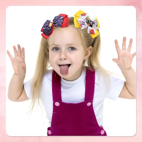 4 Pcs Back to School Hair Bows Alligator Clips for Girls Gift Ribbon Hair Barrettes Accessories Clips for Bows Car Crayon Kids Barrettes for School Kindergarten Large Hair Bow Clips(Fresh Style) in Saudi Arabia