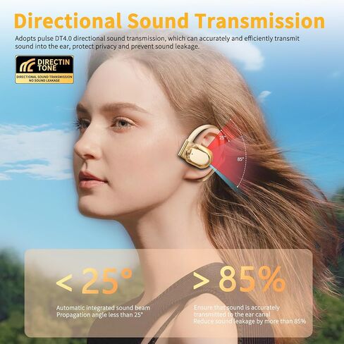 Open Ear Headphones, Earbuds with Ear Hooks, Wireless Earbuds with LED Display, Open Ear Earbuds Wireless Bluetooth, Running Headphones Ultra-Clear Sound Quality, Design for Running Fitness(Beige) in Saudi Arabia