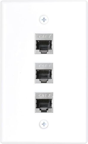 Ethernet Wall Plate 1 Port, Single Gang RJ45 Wall Plate with Cat7 Coupler, Metal Shielded Female Keystone for Cat5, Cat5e, Cat6, Cat6a, Cat7 network Cable, White, Pack of 1 in Saudi Arabia