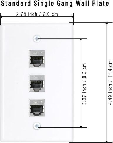 Ethernet Wall Plate 1 Port, Single Gang RJ45 Wall Plate with Cat7 Coupler, Metal Shielded Female Keystone for Cat5, Cat5e, Cat6, Cat6a, Cat7 network Cable, White, Pack of 1 in Saudi Arabia