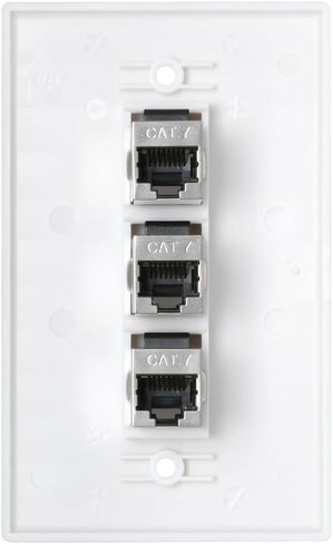 Ethernet Wall Plate 1 Port, Single Gang RJ45 Wall Plate with Cat7 Coupler, Metal Shielded Female Keystone for Cat5, Cat5e, Cat6, Cat6a, Cat7 network Cable, White, Pack of 1 in Saudi Arabia