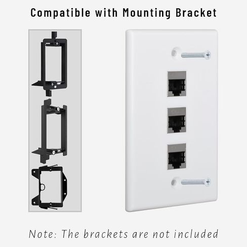 Ethernet Wall Plate 1 Port, Single Gang RJ45 Wall Plate with Cat7 Coupler, Metal Shielded Female Keystone for Cat5, Cat5e, Cat6, Cat6a, Cat7 network Cable, White, Pack of 1 in Saudi Arabia